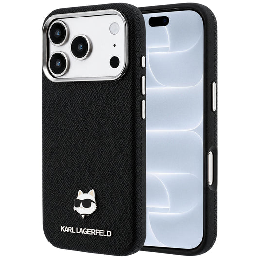 MagSafe ovitek za Apple iPhone 18 Pro / 17 Pro, Karl Lagerfeld, zrnata kovina Karl Head, črna
