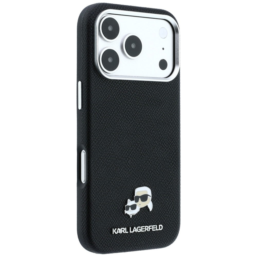 MagSafe ovitek za Apple iPhone 18 Pro / 17 Pro, Karl Lagerfeld, Grained KC Heads, Črn