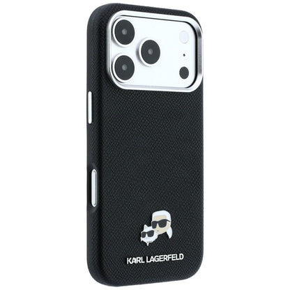 MagSafe ovitek za Apple iPhone 18 Pro / 17 Pro, Karl Lagerfeld, Grained KC Heads, Črn