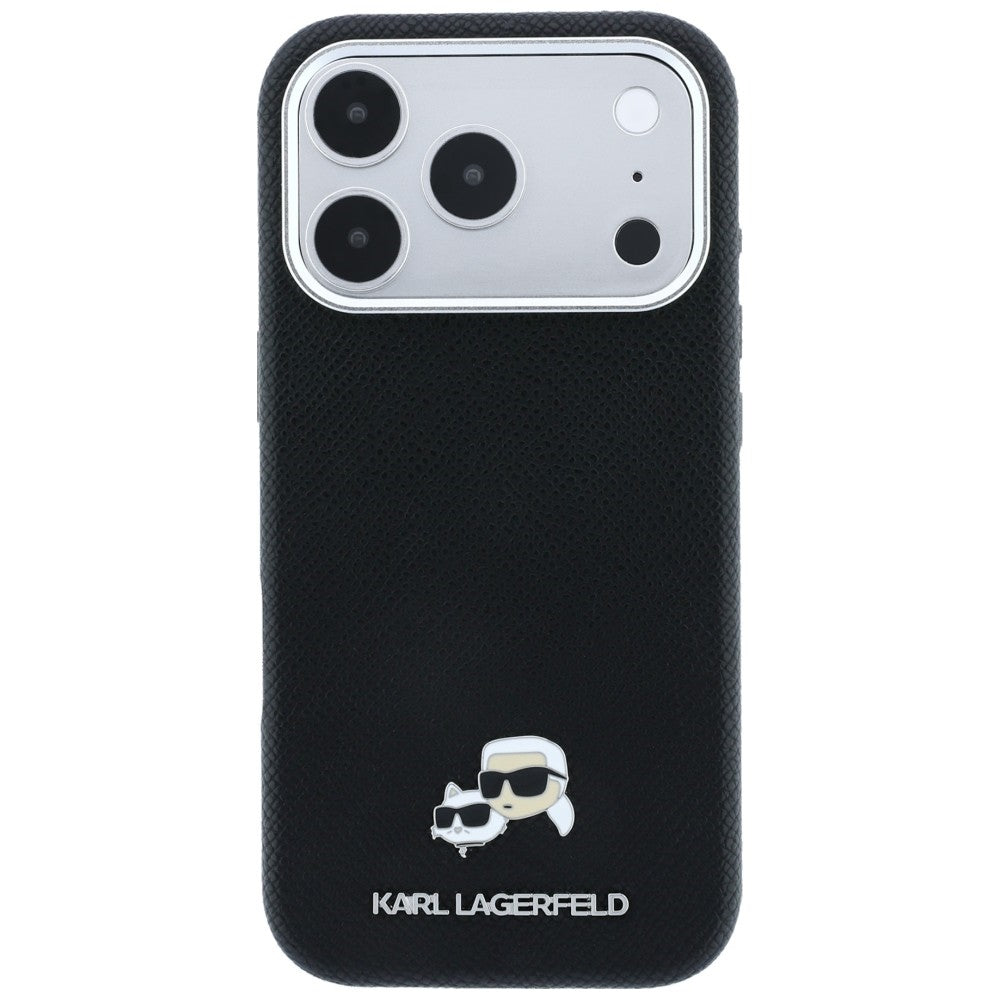 MagSafe ovitek za Apple iPhone 18 Pro / 17 Pro, Karl Lagerfeld, Grained KC Heads, Črn