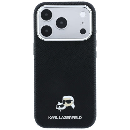 MagSafe ovitek za Apple iPhone 18 Pro / 17 Pro, Karl Lagerfeld, Grained KC Heads, Črn