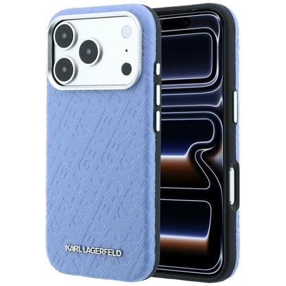 MagSafe ovitek za Apple iPhone 18 Pro / 17 Pro, Karl Lagerfeld, zrnast kovinski logotip, modra