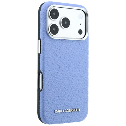 MagSafe ovitek za Apple iPhone 18 Pro / 17 Pro, Karl Lagerfeld, zrnast kovinski logotip, modra