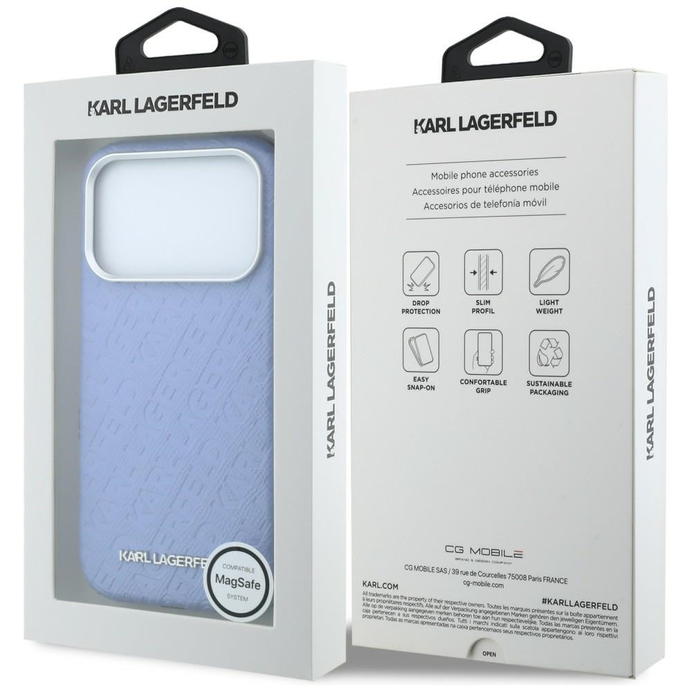MagSafe ovitek za Apple iPhone 18 Pro / 17 Pro, Karl Lagerfeld, zrnast kovinski logotip, modra