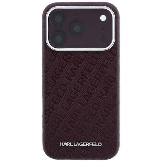 MagSafe ovitek za Apple iPhone 18 Pro / 17 Pro, Karl Lagerfeld, zrnast kovinski logotip, bordo