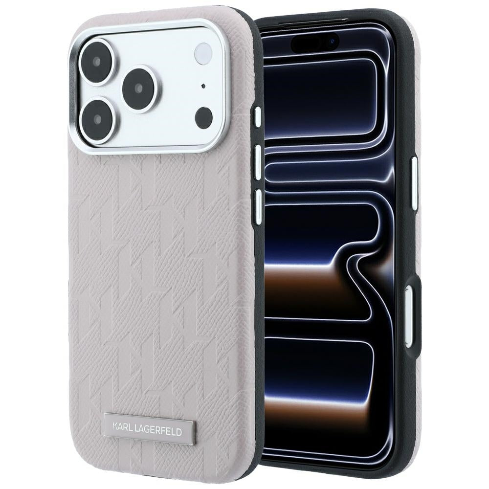 MagSafe ovitek za Apple iPhone 18 Pro / 17 Pro, Karl Lagerfeld, Grained Mono Resin Logo, Roza