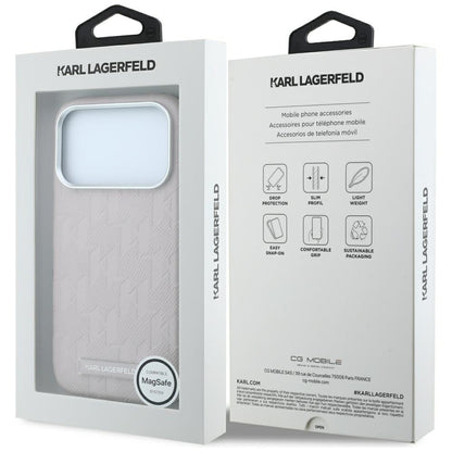 MagSafe ovitek za Apple iPhone 18 Pro / 17 Pro, Karl Lagerfeld, Grained Mono Resin Logo, Roza
