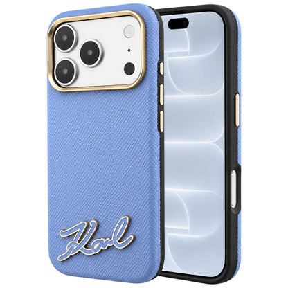 MagSafe ovitek za Apple iPhone 18 Pro / 17 Pro, Karl Lagerfeld, zrnast smolni znak logotipa, modra