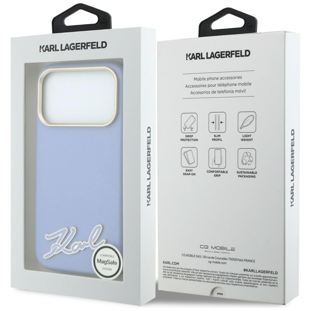 MagSafe ovitek za Apple iPhone 18 Pro / 17 Pro, Karl Lagerfeld, zrnast smolni znak logotipa, modra