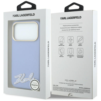 MagSafe ovitek za Apple iPhone 18 Pro / 17 Pro, Karl Lagerfeld, zrnast smolni znak logotipa, modra