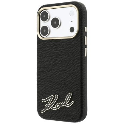 MagSafe ovitek za Apple iPhone 18 Pro / 17 Pro, Karl Lagerfeld, zrnast smolni znak logotipa, črn