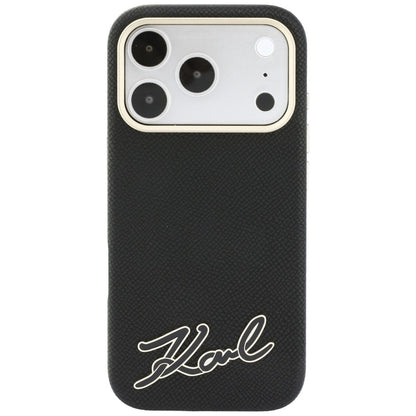 MagSafe ovitek za Apple iPhone 18 Pro / 17 Pro, Karl Lagerfeld, zrnast smolni znak logotipa, črn