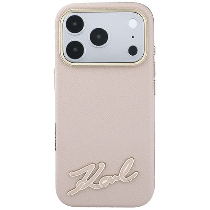Ovitek MagSafe za Apple iPhone 18 Pro / 17 Pro, Karl Lagerfeld, zrnati smolni znak logotipa, roza