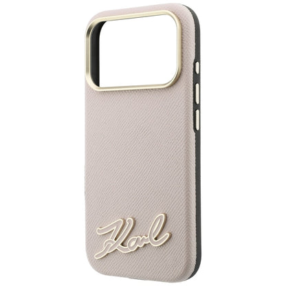 Ovitek MagSafe za Apple iPhone 18 Pro / 17 Pro, Karl Lagerfeld, zrnati smolni znak logotipa, roza