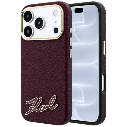 Ovitek MagSafe za Apple iPhone 18 Pro / 17 Pro, Karl Lagerfeld, Zrnati smolasti znak logotipa, Vijoličen