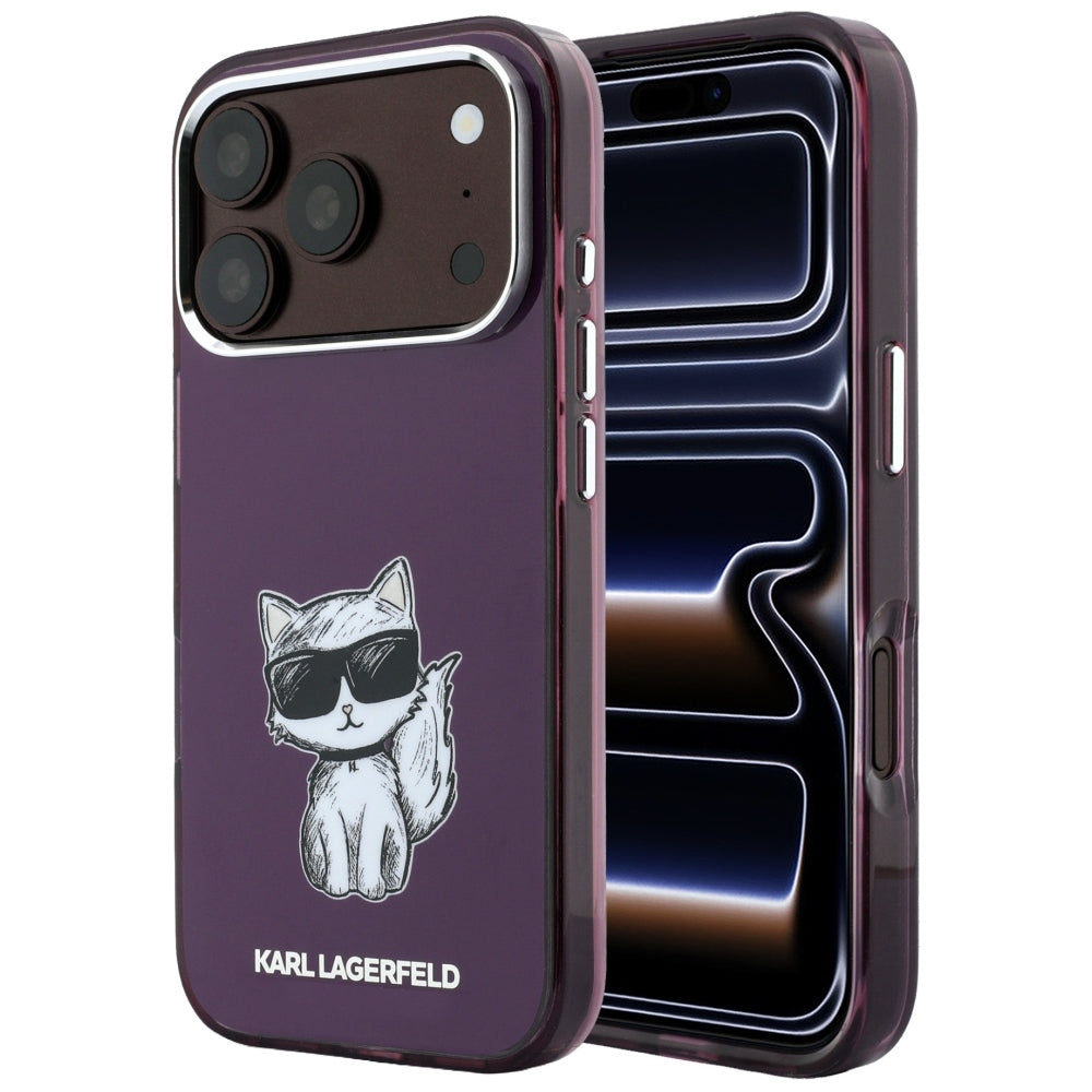 MagSafe ovitek za Apple iPhone 18 Pro / 17 Pro, Karl Lagerfeld, HC IML Choupette Body Sketch Print, Vijoličen