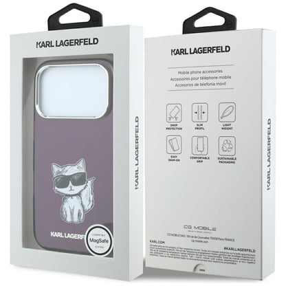 MagSafe ovitek za Apple iPhone 18 Pro / 17 Pro, Karl Lagerfeld, HC IML Choupette Body Sketch Print, Vijoličen