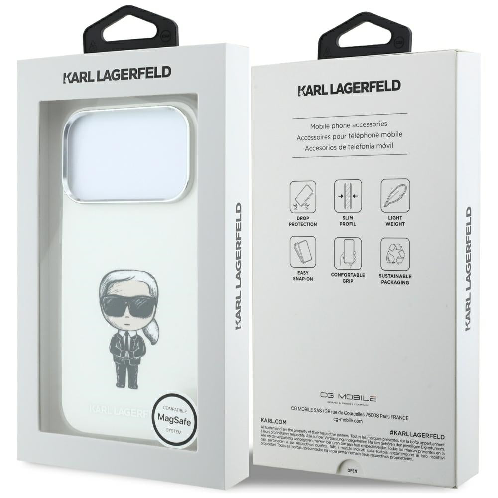 MagSafe ovitek za Apple iPhone 18 Pro / 17 Pro, Karl Lagerfeld, HC IML Ikonik Sketch Print, Bež