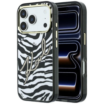 MagSafe ovitek za Apple iPhone 18 Pro / 17 Pro, Karl Lagerfeld, HC IML Signature Zebra Glitter Gold, Črn