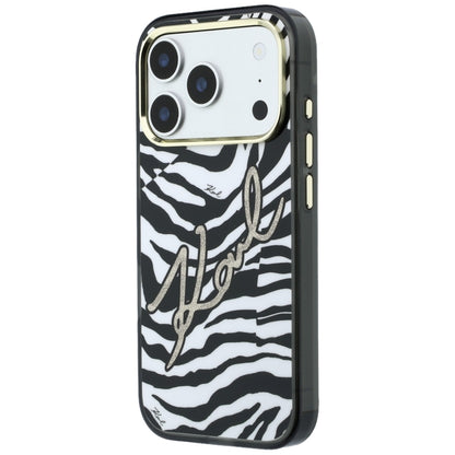MagSafe ovitek za Apple iPhone 18 Pro / 17 Pro, Karl Lagerfeld, HC IML Signature Zebra Glitter Gold, Črn