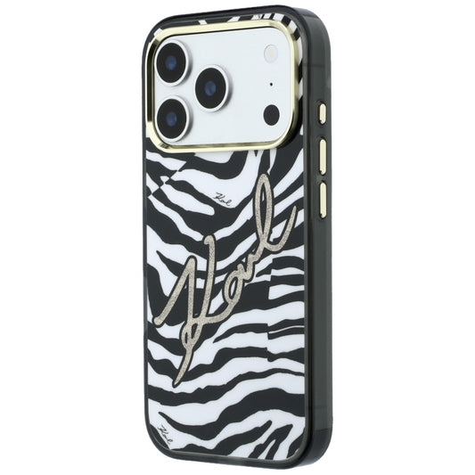 MagSafe ovitek za Apple iPhone 18 Pro / 17 Pro, Karl Lagerfeld, HC IML Signature Zebra Glitter Gold, Črn