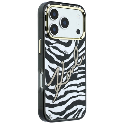 MagSafe ovitek za Apple iPhone 18 Pro / 17 Pro, Karl Lagerfeld, HC IML Signature Zebra Glitter Gold, Črn