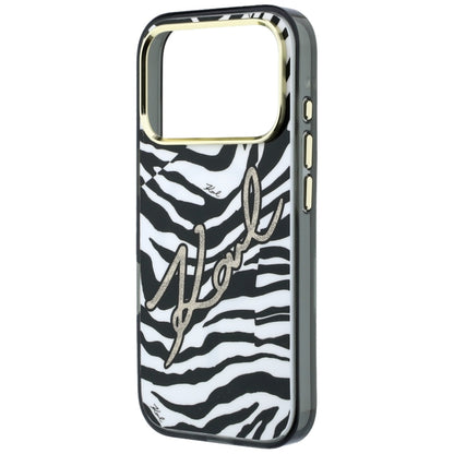 MagSafe ovitek za Apple iPhone 18 Pro / 17 Pro, Karl Lagerfeld, HC IML Signature Zebra Glitter Gold, Črn