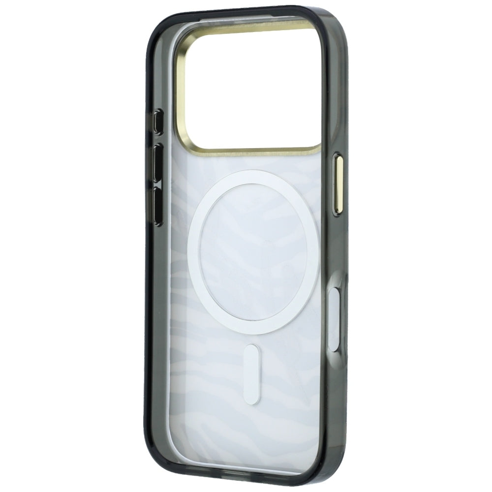MagSafe ovitek za Apple iPhone 18 Pro / 17 Pro, Karl Lagerfeld, HC IML Signature Zebra Glitter Gold, Črn