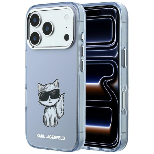 MagSafe ovitek za Apple iPhone 18 Pro / 17 Pro, Karl Lagerfeld, IML Choupette Body Sketch Print, modra