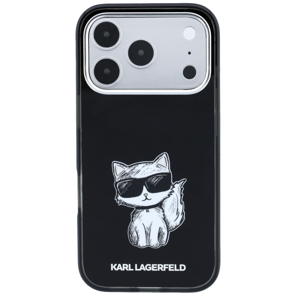 MagSafe ovitek za Apple iPhone 18 Pro / 17 Pro, Karl Lagerfeld, IML Choupette Body Sketch Print, Črn