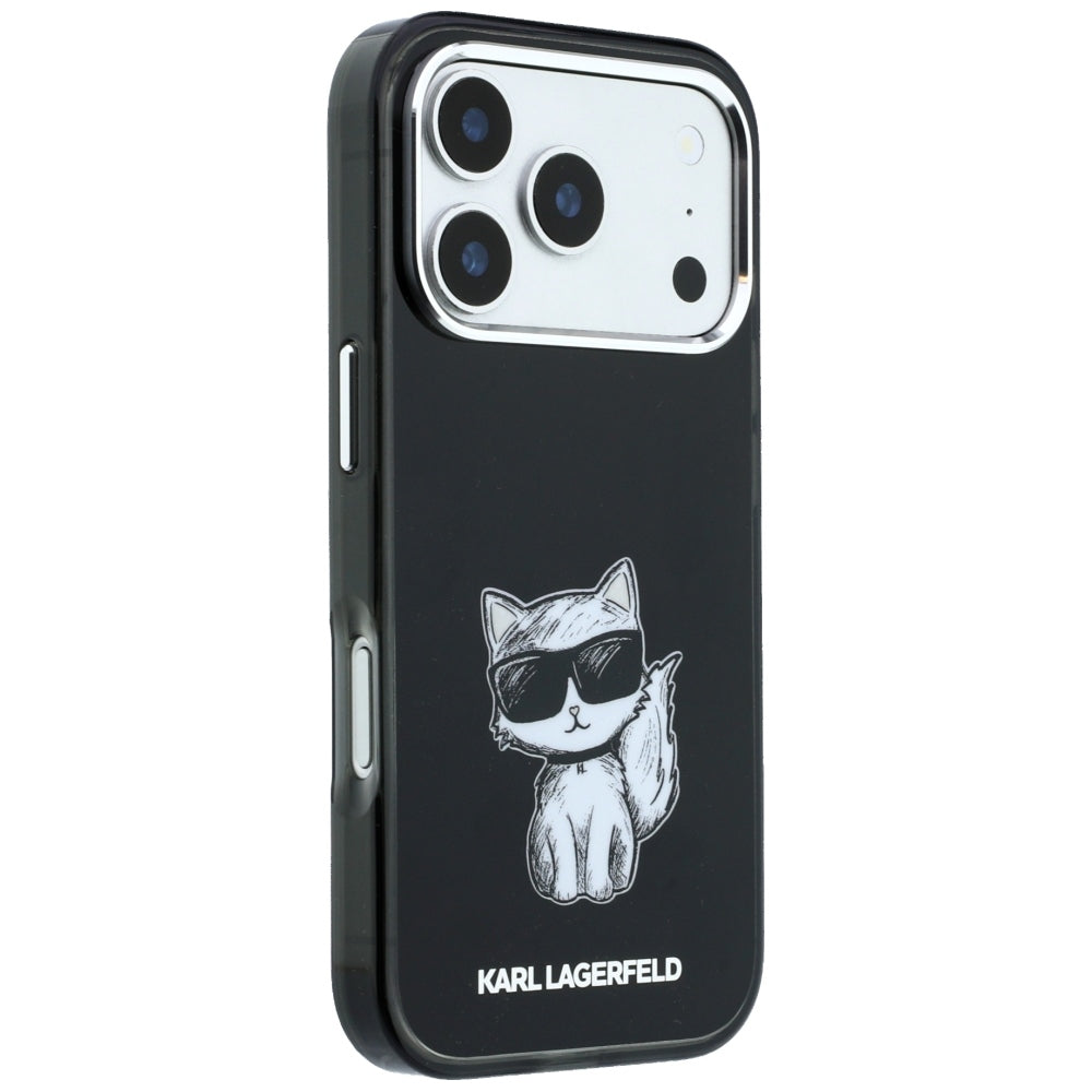 MagSafe ovitek za Apple iPhone 18 Pro / 17 Pro, Karl Lagerfeld, IML Choupette Body Sketch Print, Črn