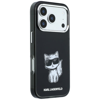 MagSafe ovitek za Apple iPhone 18 Pro / 17 Pro, Karl Lagerfeld, IML Choupette Body Sketch Print, Črn