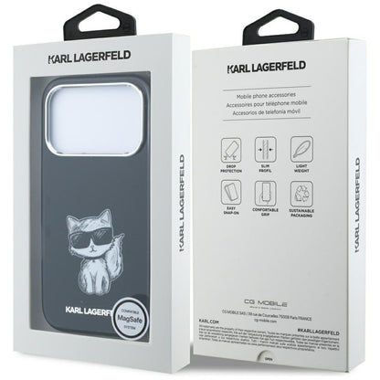 MagSafe ovitek za Apple iPhone 18 Pro / 17 Pro, Karl Lagerfeld, IML Choupette Body Sketch Print, Črn
