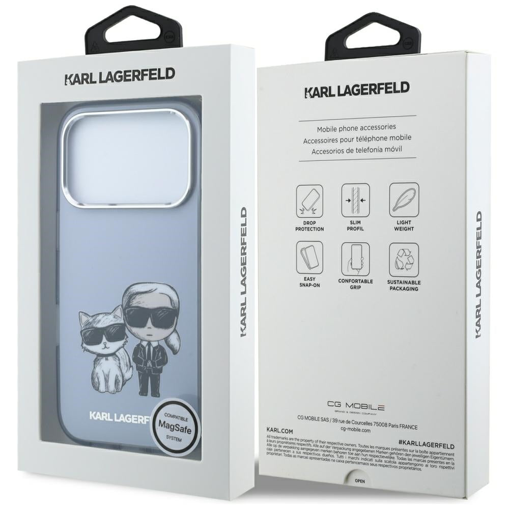 MagSafe ovitek za Apple iPhone 18 Pro / 17 Pro, Karl Lagerfeld, IML KC Bodies Sketch Print, modra