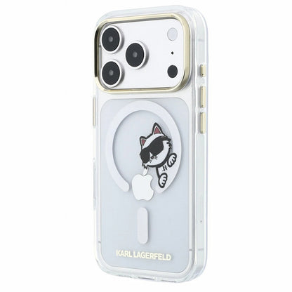 MagSafe ovitek za Apple iPhone 18 Pro / 17 Pro, Karl Lagerfeld, IML Peekaboo tisk in kovinski okvir, prozoren
