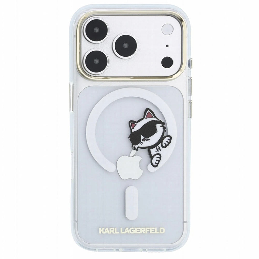 MagSafe ovitek za Apple iPhone 18 Pro / 17 Pro, Karl Lagerfeld, IML Peekaboo tisk in kovinski okvir, prozoren