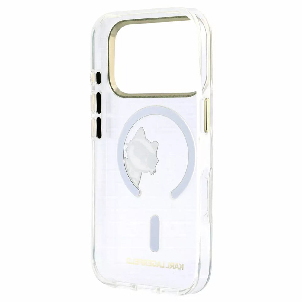 MagSafe ovitek za Apple iPhone 18 Pro / 17 Pro, Karl Lagerfeld, IML Peekaboo tisk in kovinski okvir, prozoren