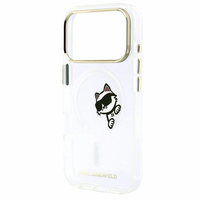 MagSafe ovitek za Apple iPhone 18 Pro / 17 Pro, Karl Lagerfeld, IML Peekaboo tisk in kovinski okvir, prozoren