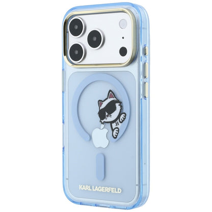 MagSafe ovitek za Apple iPhone 18 Pro / 17 Pro, Karl Lagerfeld, IML Peekaboo Print kovinski okvir, modra