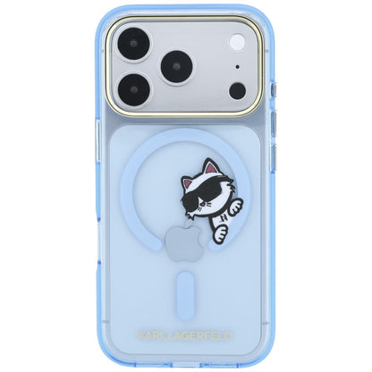 MagSafe ovitek za Apple iPhone 18 Pro / 17 Pro, Karl Lagerfeld, IML Peekaboo Print kovinski okvir, modra