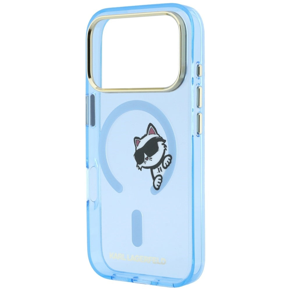 MagSafe ovitek za Apple iPhone 18 Pro / 17 Pro, Karl Lagerfeld, IML Peekaboo Print kovinski okvir, modra