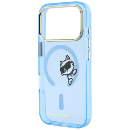 MagSafe ovitek za Apple iPhone 18 Pro / 17 Pro, Karl Lagerfeld, IML Peekaboo Print kovinski okvir, modra
