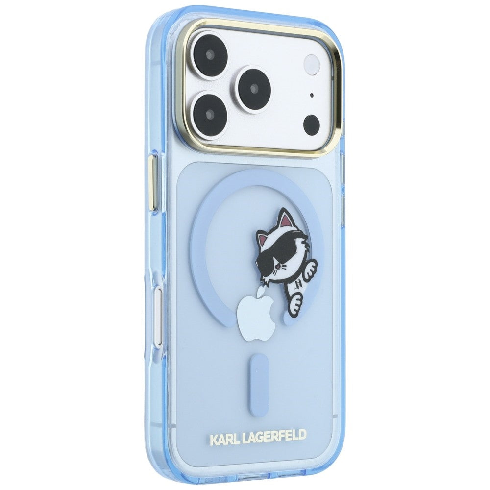MagSafe ovitek za Apple iPhone 18 Pro / 17 Pro, Karl Lagerfeld, IML Peekaboo Print kovinski okvir, modra