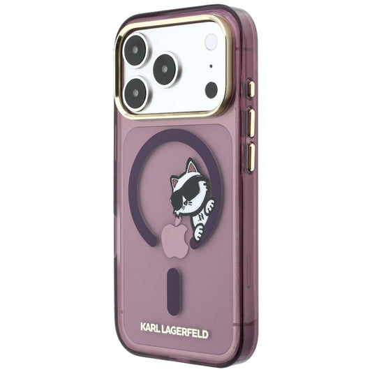 MagSafe ovitek za Apple iPhone 18 Pro / 17 Pro, Karl Lagerfeld, IML Peekaboo Print and Metal Frame, bordo