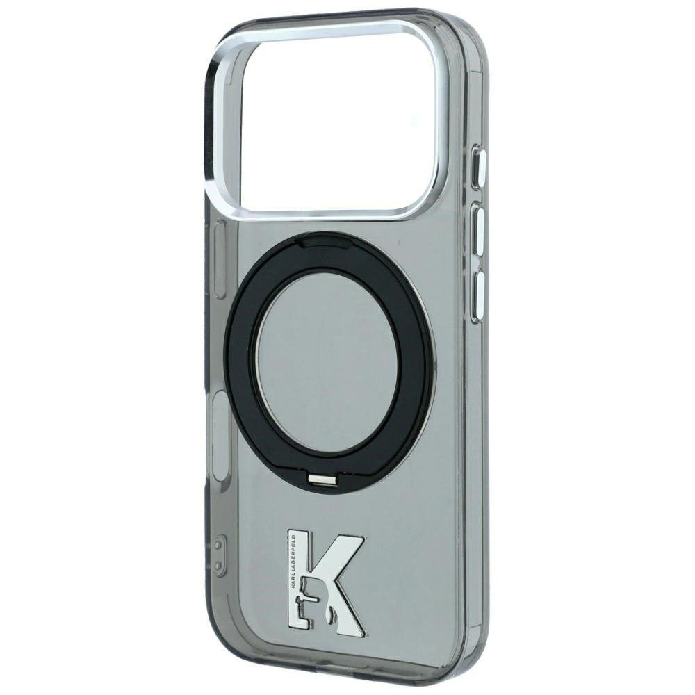 MagSafe ovitek za Apple iPhone 18 Pro / 17 Pro, Karl Lagerfeld, IML Ring Stand Kameo Metal, Črn