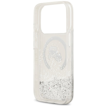 Ovitek MagSafe za Apple iPhone 18 Pro / 17 Pro, Karl Lagerfeld, Liquid Glitter Karl & Choupette Head's, Prozoren