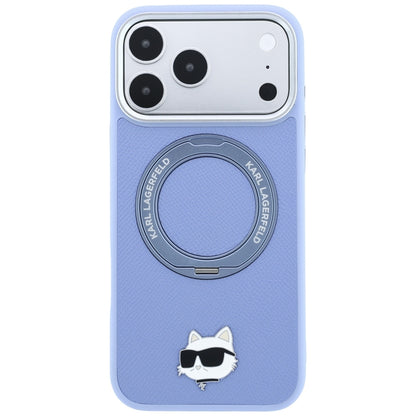 MagSafe ovitek za Apple iPhone 18 Pro / 17 Pro, Karl Lagerfeld, stojalo z obročem 360 Choupette Pin, modra