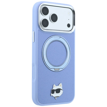 MagSafe ovitek za Apple iPhone 18 Pro / 17 Pro, Karl Lagerfeld, stojalo z obročem 360 Choupette Pin, modra