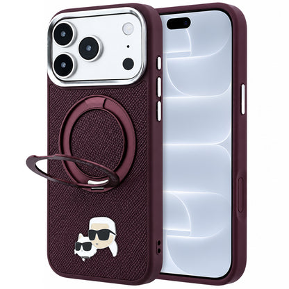 MagSafe ovitek za Apple iPhone 18 Pro / 17 Pro, Karl Lagerfeld, Ring Stand 360 Karl & Choupette Pin, Vijoličen
