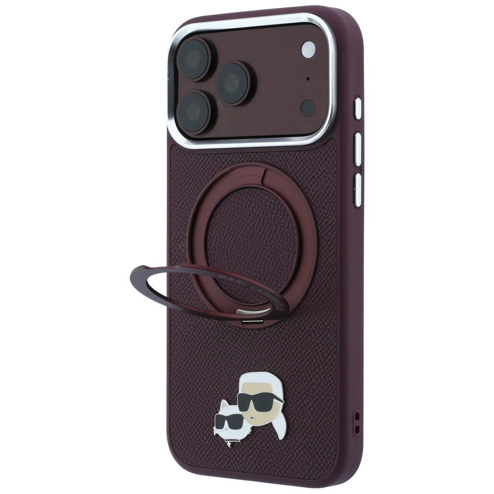 MagSafe ovitek za Apple iPhone 18 Pro / 17 Pro, Karl Lagerfeld, Ring Stand 360 Karl & Choupette Pin, Vijoličen